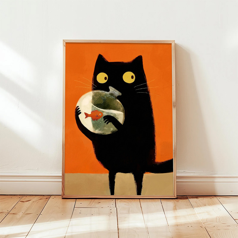 Resin Art For Kids - Cute Cartoon Black Cat Holding Fishbowl