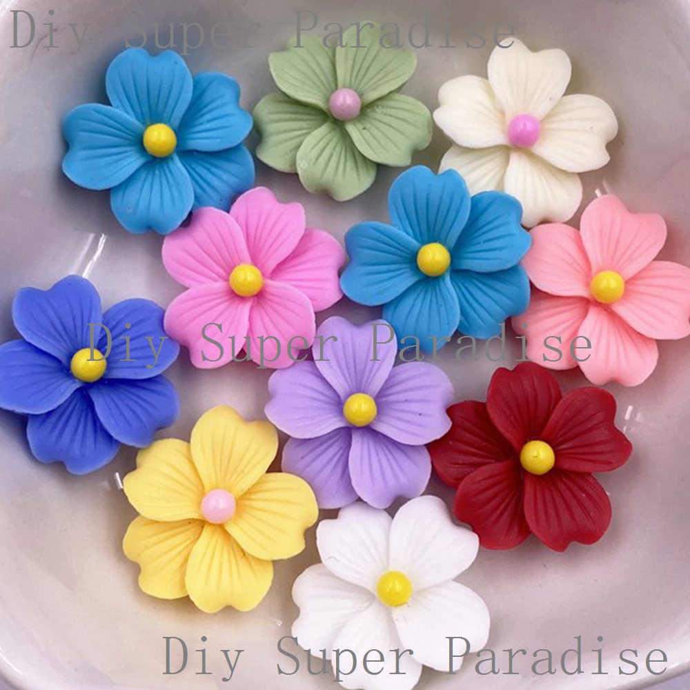 Resin Art Workshop - 50Pcs Resin Colorful 16mm Flower Flat
