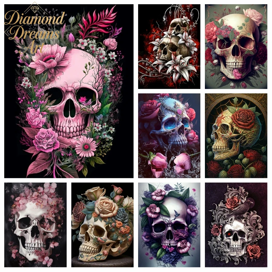 Resin Art For Rose - Frameless,Halloween Skull Diamond Painting Art Mexican