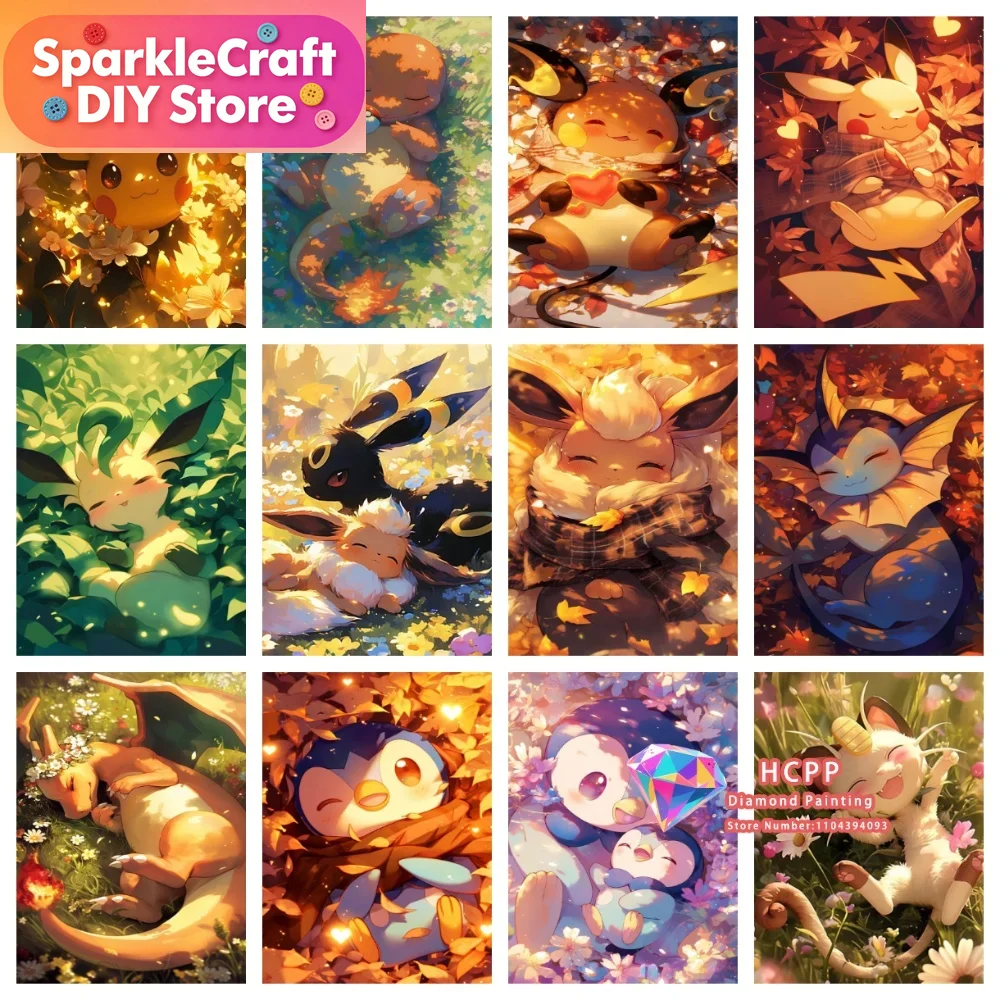 Resin Art And Craft - 1pc frameless Cartoon Pokemon Pikachu Charizard