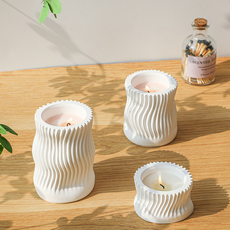 Wave Striped Candle Cup Clay S - огляд і ціна Resin Art Table