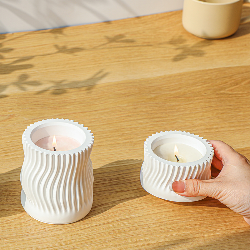 Wave Striped Candle Cup Clay S - огляд і ціна Resin Art Table