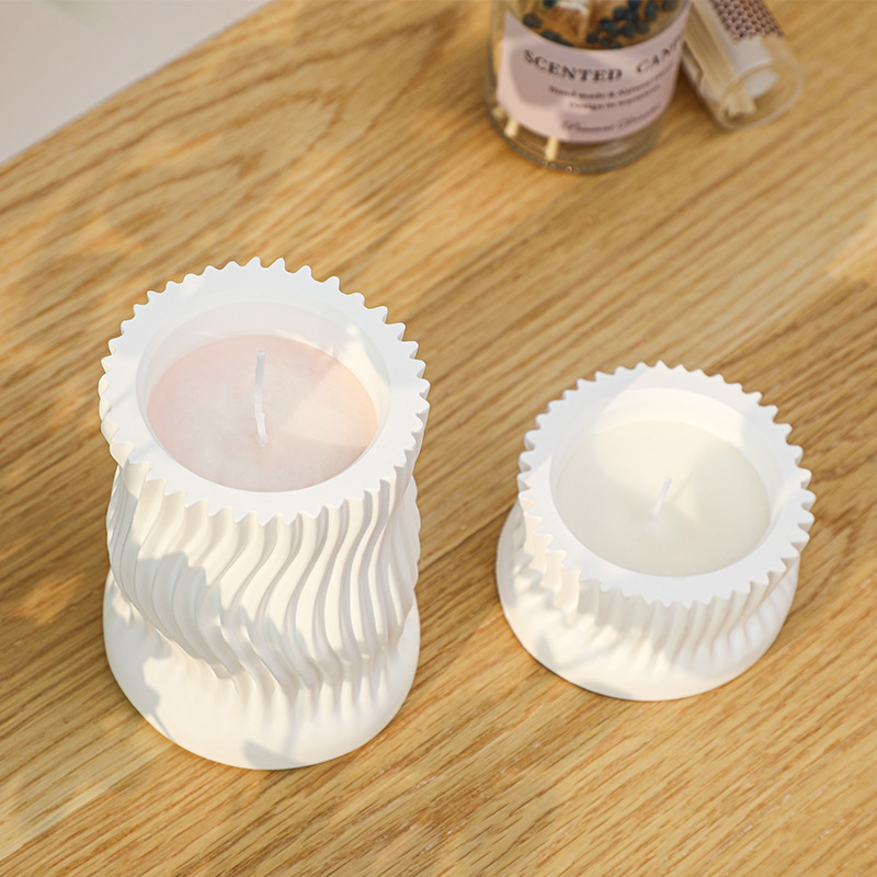 Wave Striped Candle Cup Clay S - огляд і ціна Resin Art Table