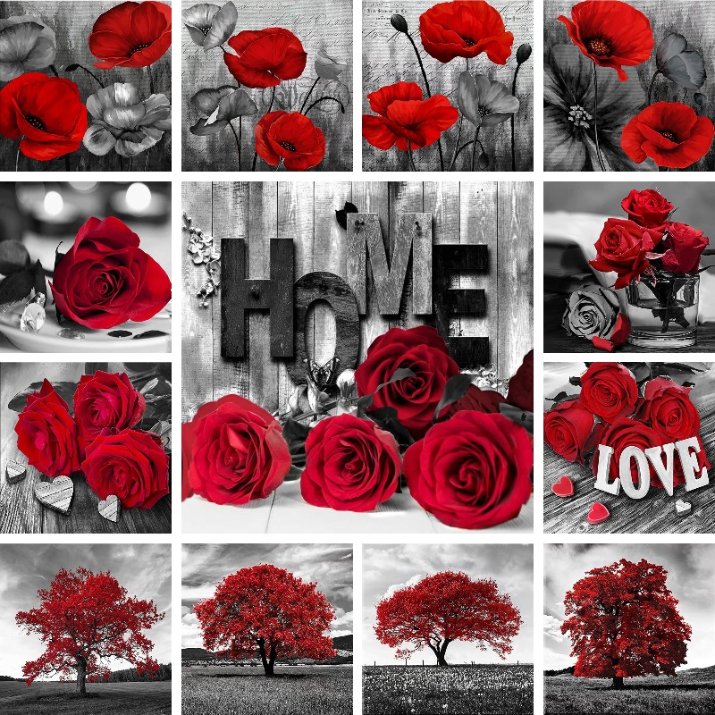 Mosaic Diamond Red Black Art L - огляд і ціна Resin Art For Rose